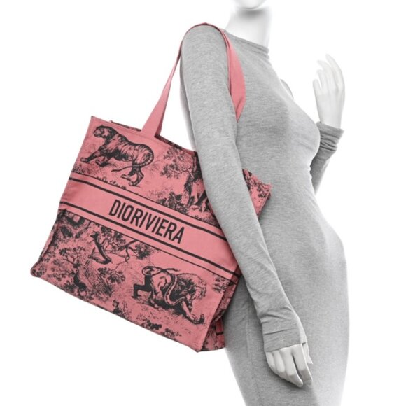 Christian Dior Pink Canvas Diorvera Bag NWOT - Picture 2 of 6